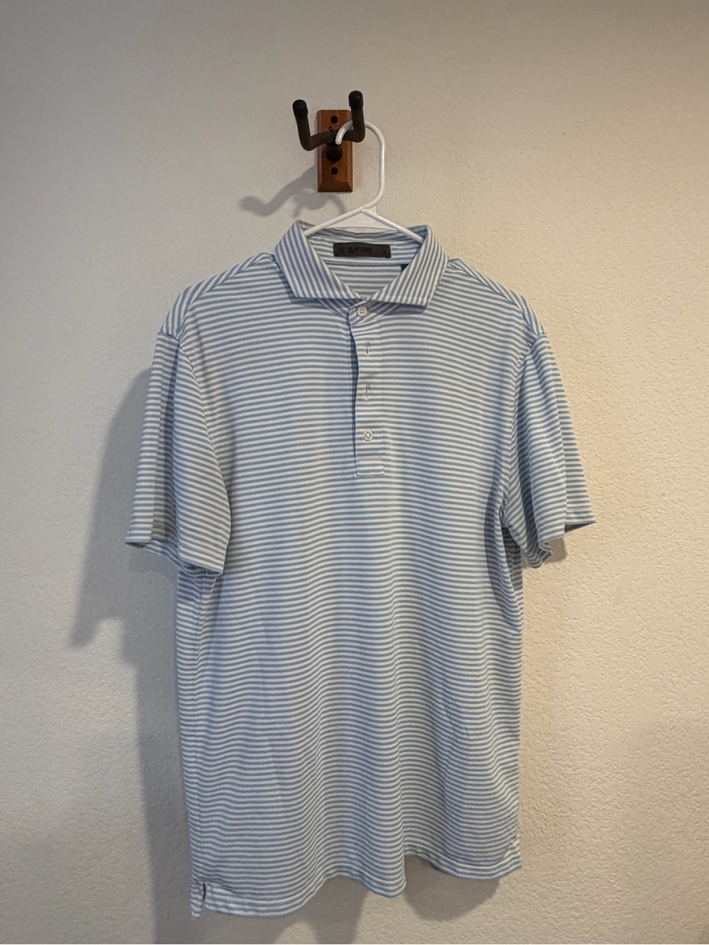 G/FORE Light Blue & White Striped Polo